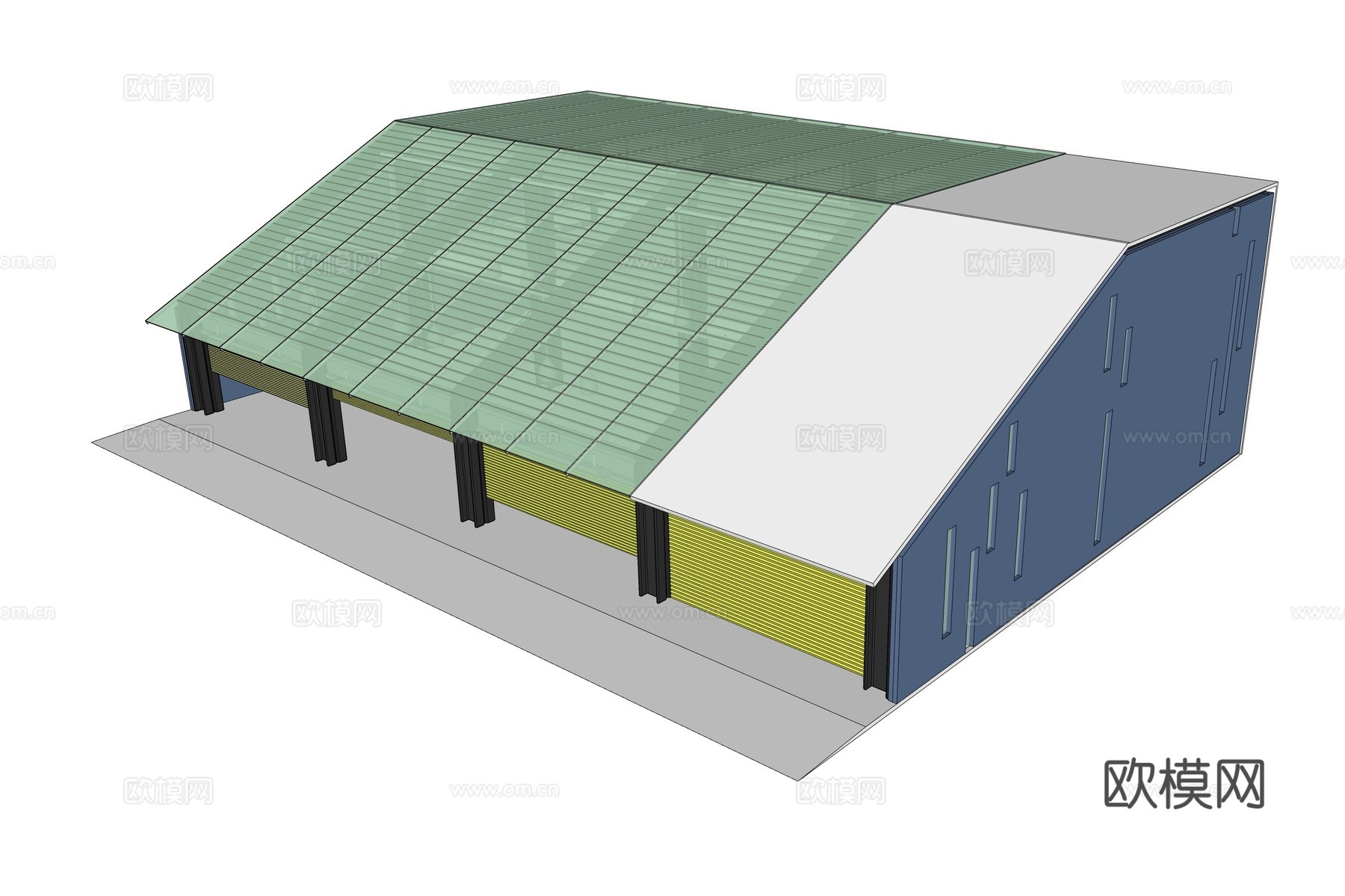 现代工业厂房建筑外观su模型下载