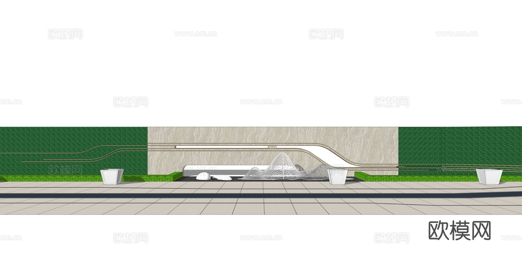现代景墙小品su模型下载