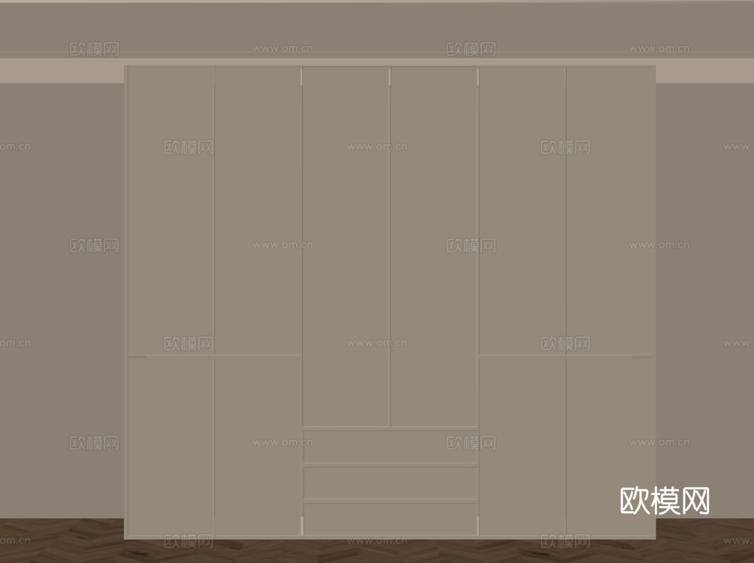 现代奶油风极简衣柜su模型