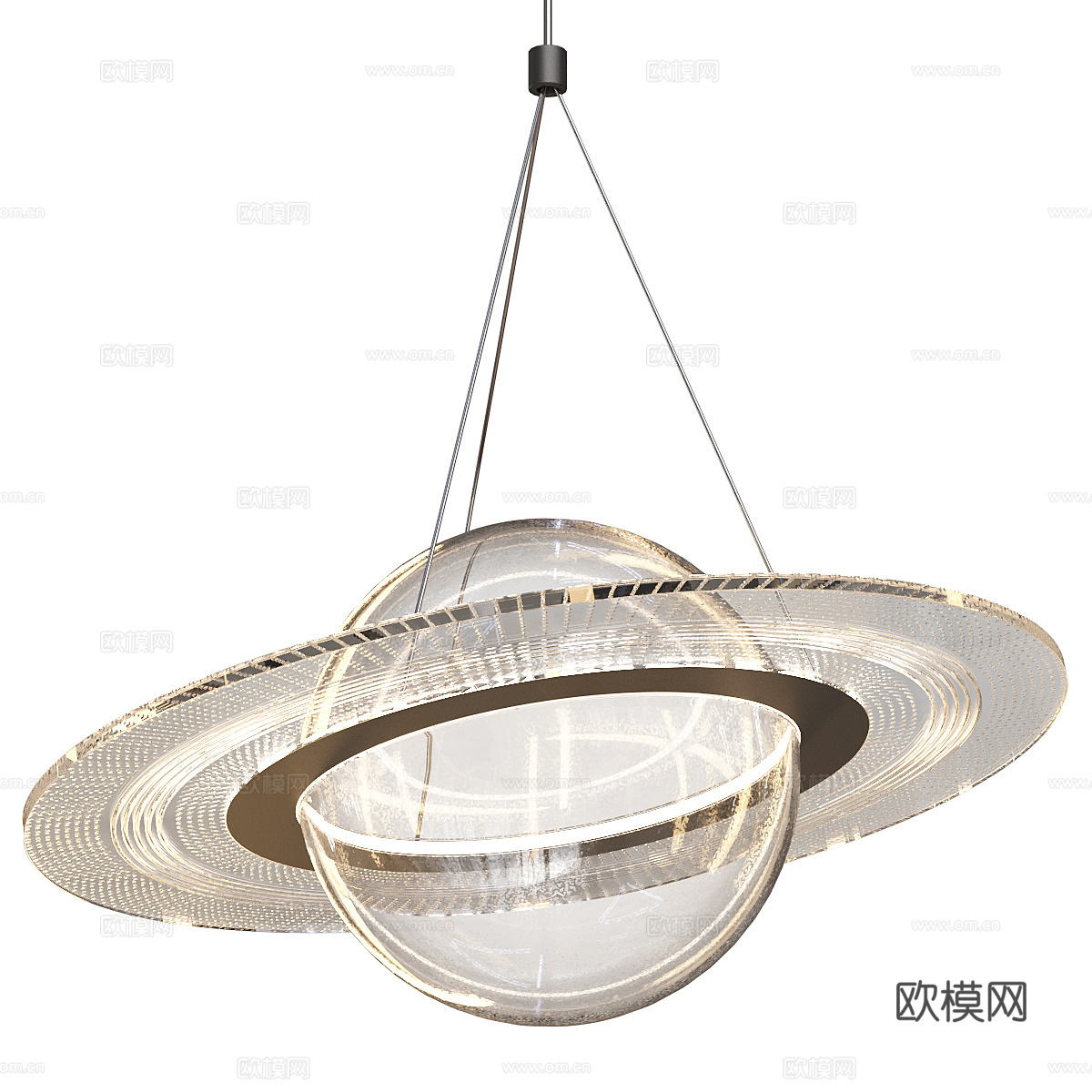 现代轻奢极简宇宙装饰玻璃吊灯3d模型