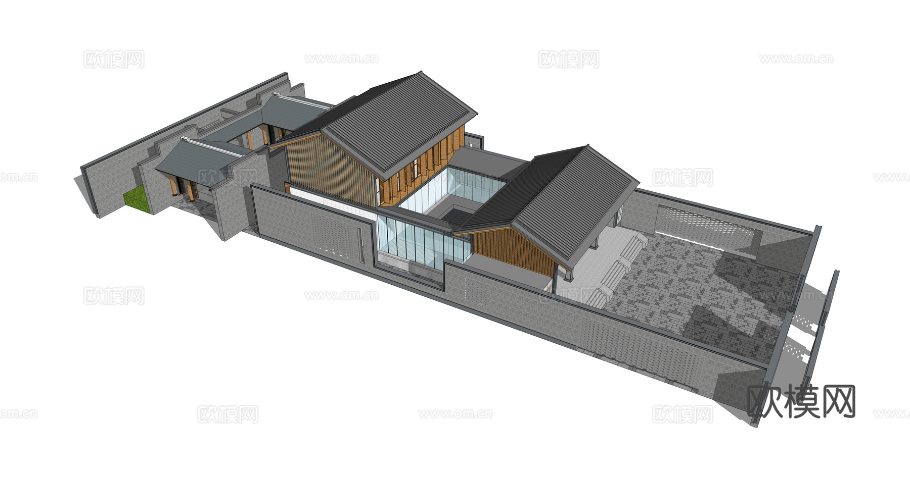 中式四合院古建民居su模型下载
