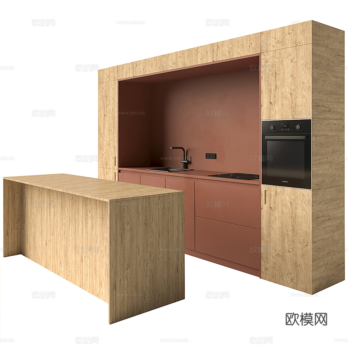 现代极简橱柜 岛台3d模型