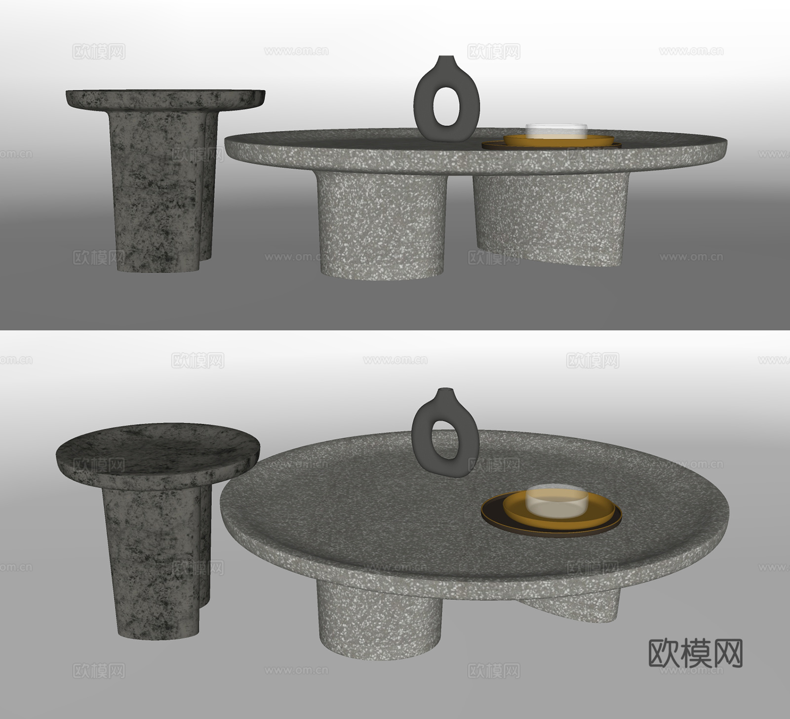 现代圆形茶几su模型下载