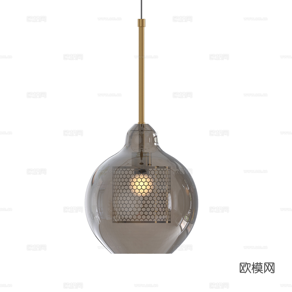 现代意式轻奢金属玻璃装饰吊灯3d模型