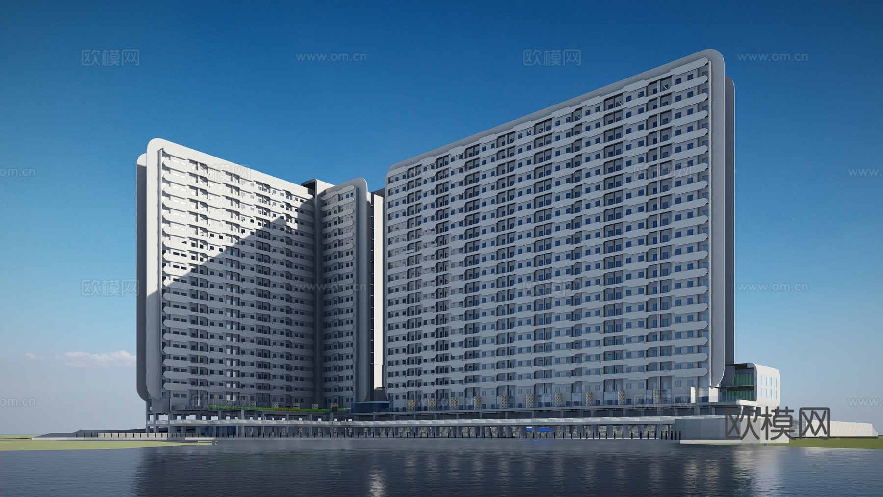 现代酒店建筑外观su模型下载
