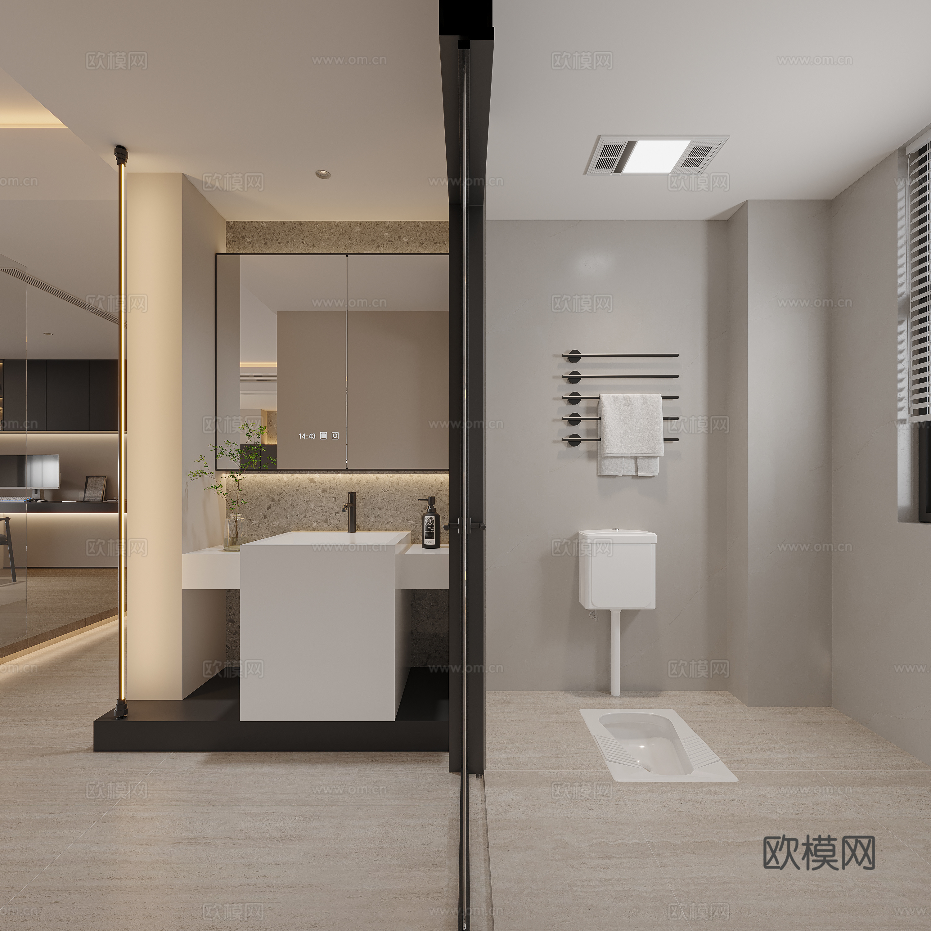 意式极简卫生间3d模型
