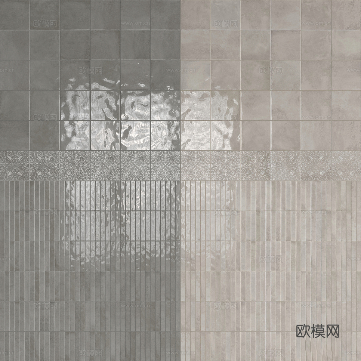 新中式瓷砖 花砖 马赛克瓷砖3d模型