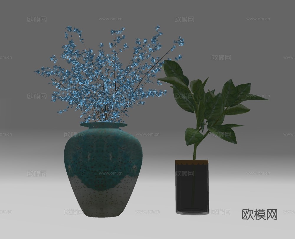 现代满天星芭蕉艺术花瓶摆件su模型下载