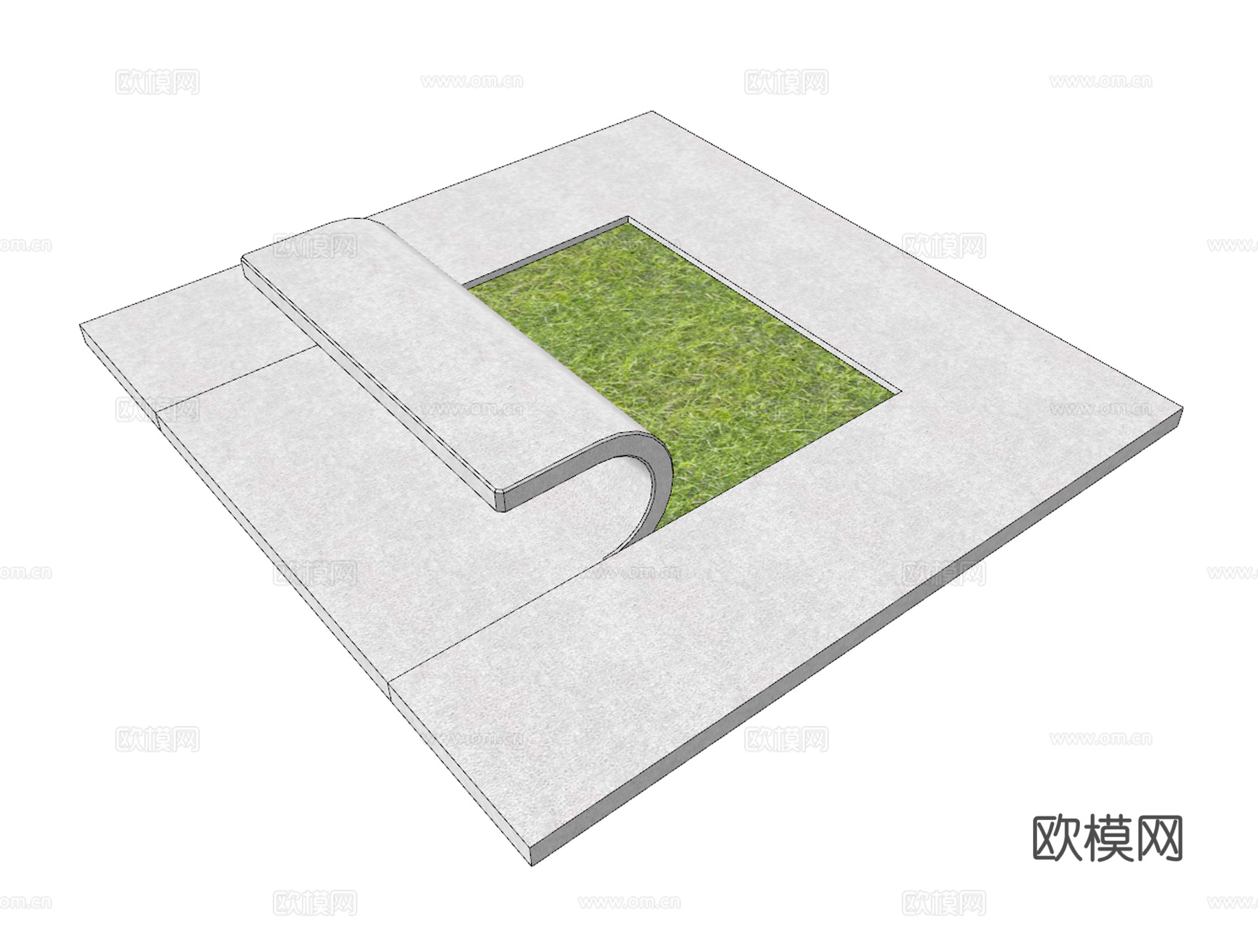 现代异形树池公用椅su模型下载