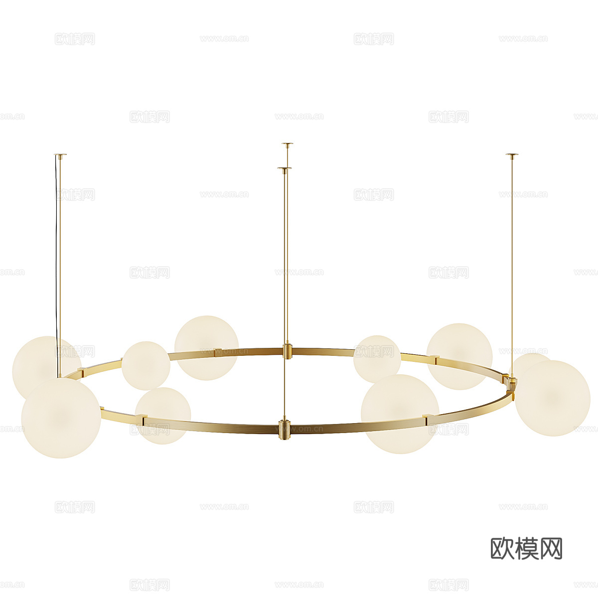 现代轻奢圆形球形玻璃串联装饰吊灯3d模型