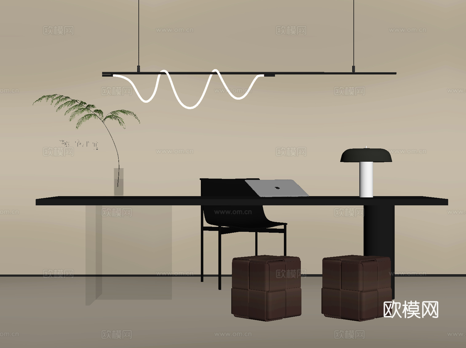 现代书桌椅su模型