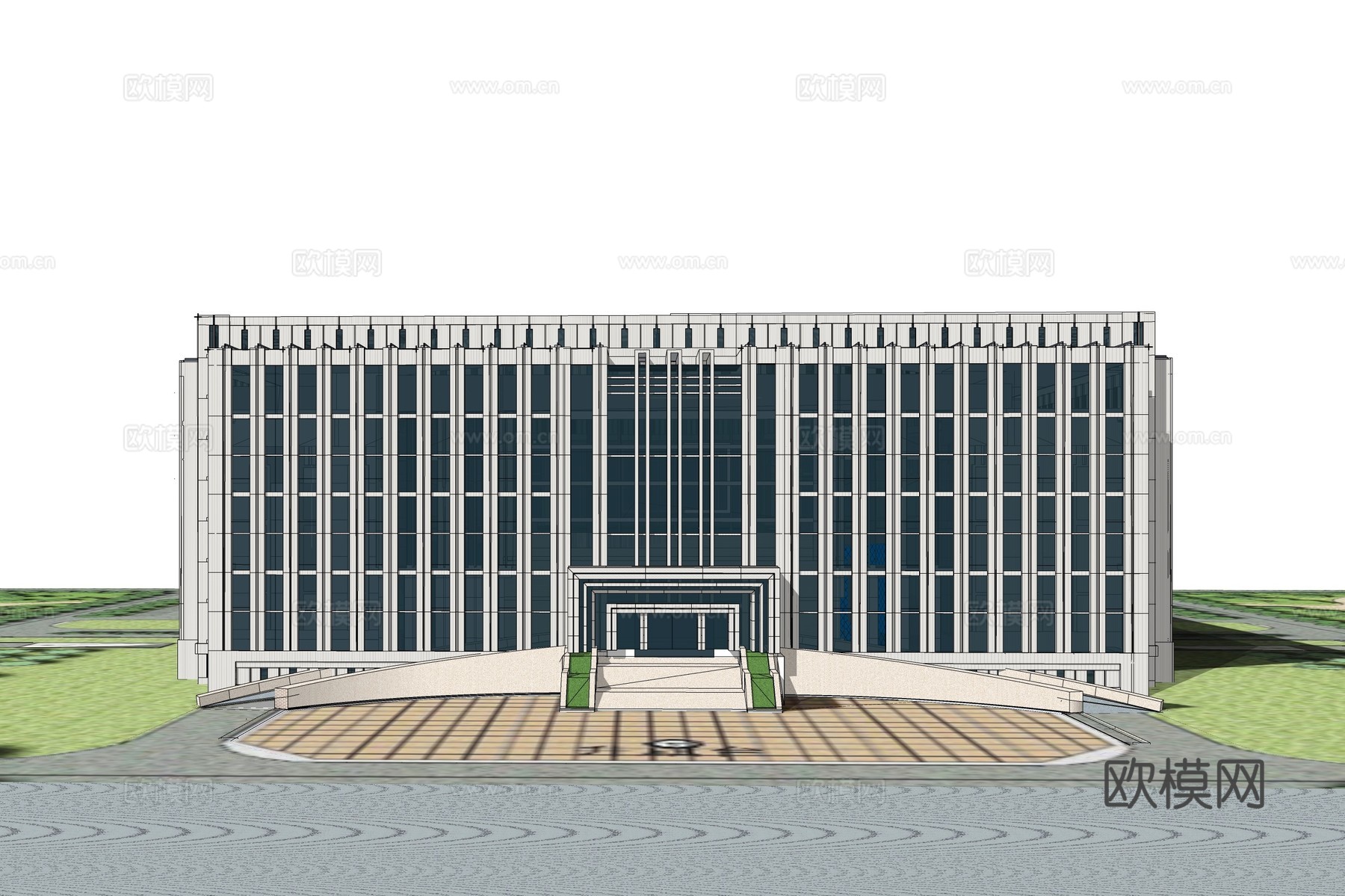 现代办公楼建筑外观su模型下载
