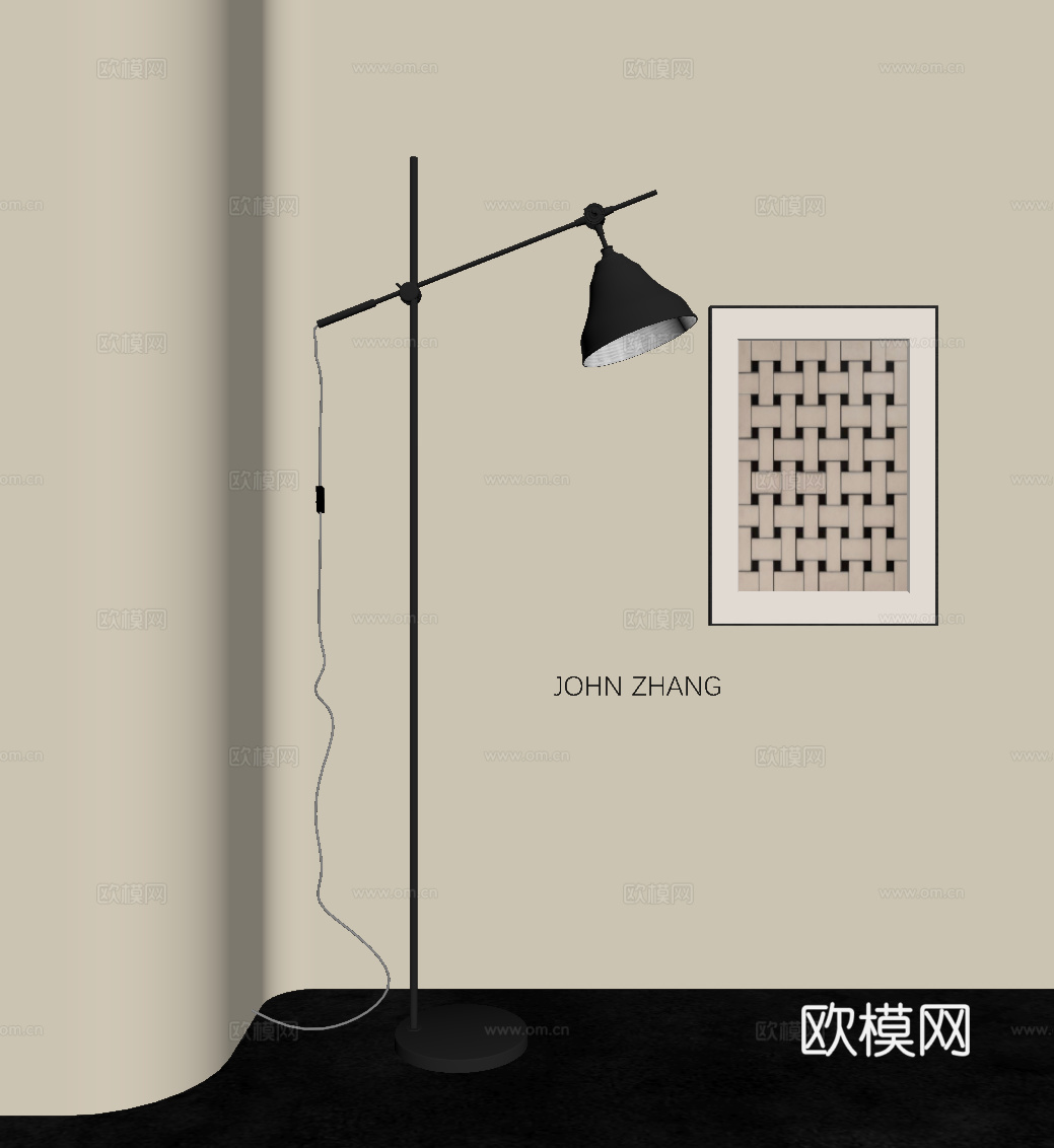 现代简约落地灯 装饰画su模型