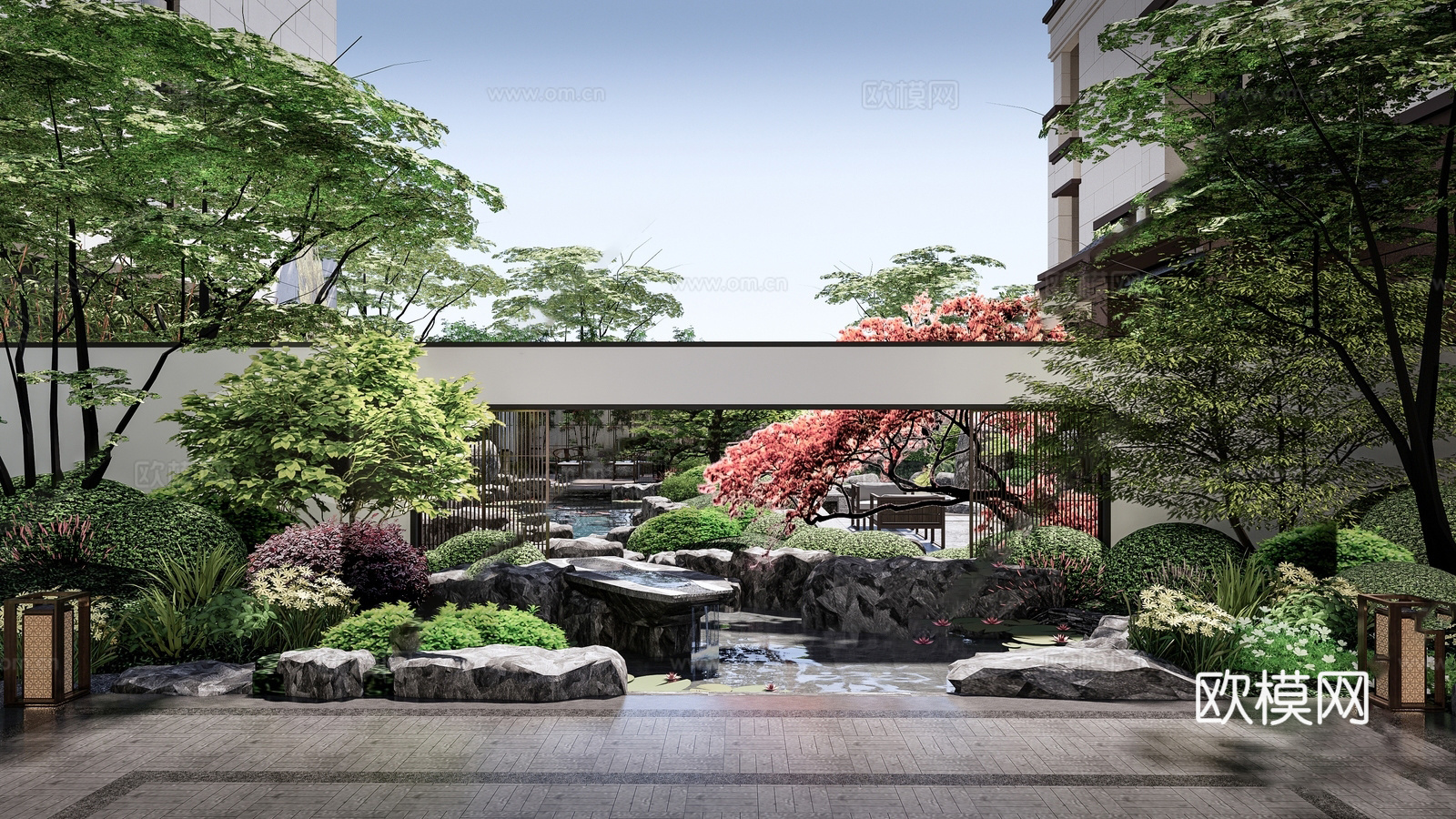 现代庭院景观  现代小区景观su模型