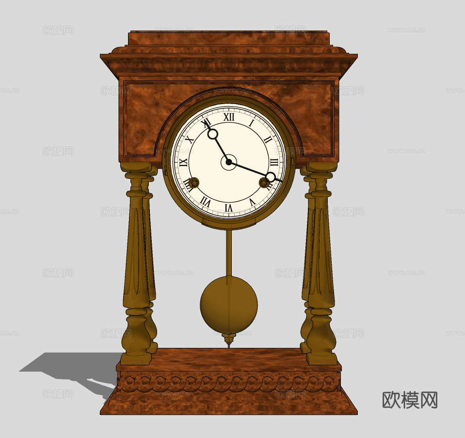 欧式落地钟座钟su模型下载