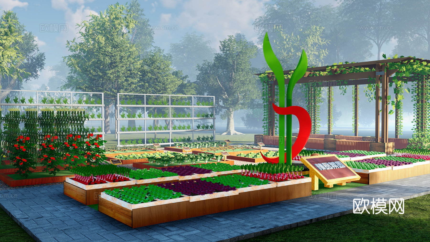 自然风菜园菜地su模型下载