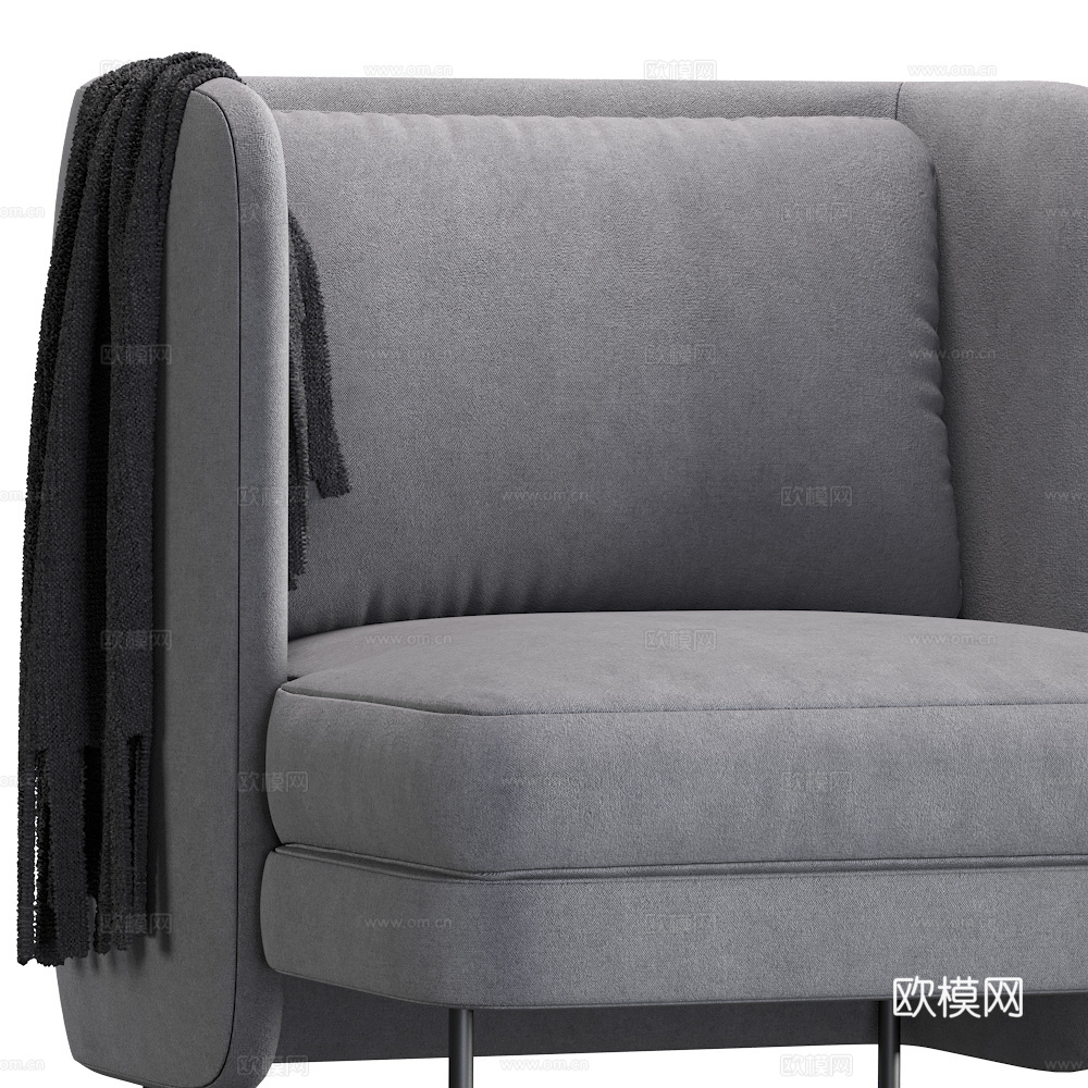 现代意式布艺扶手椅3d模型