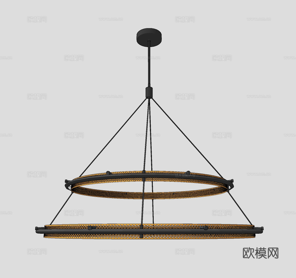 现代环形双层吊灯su模型下载