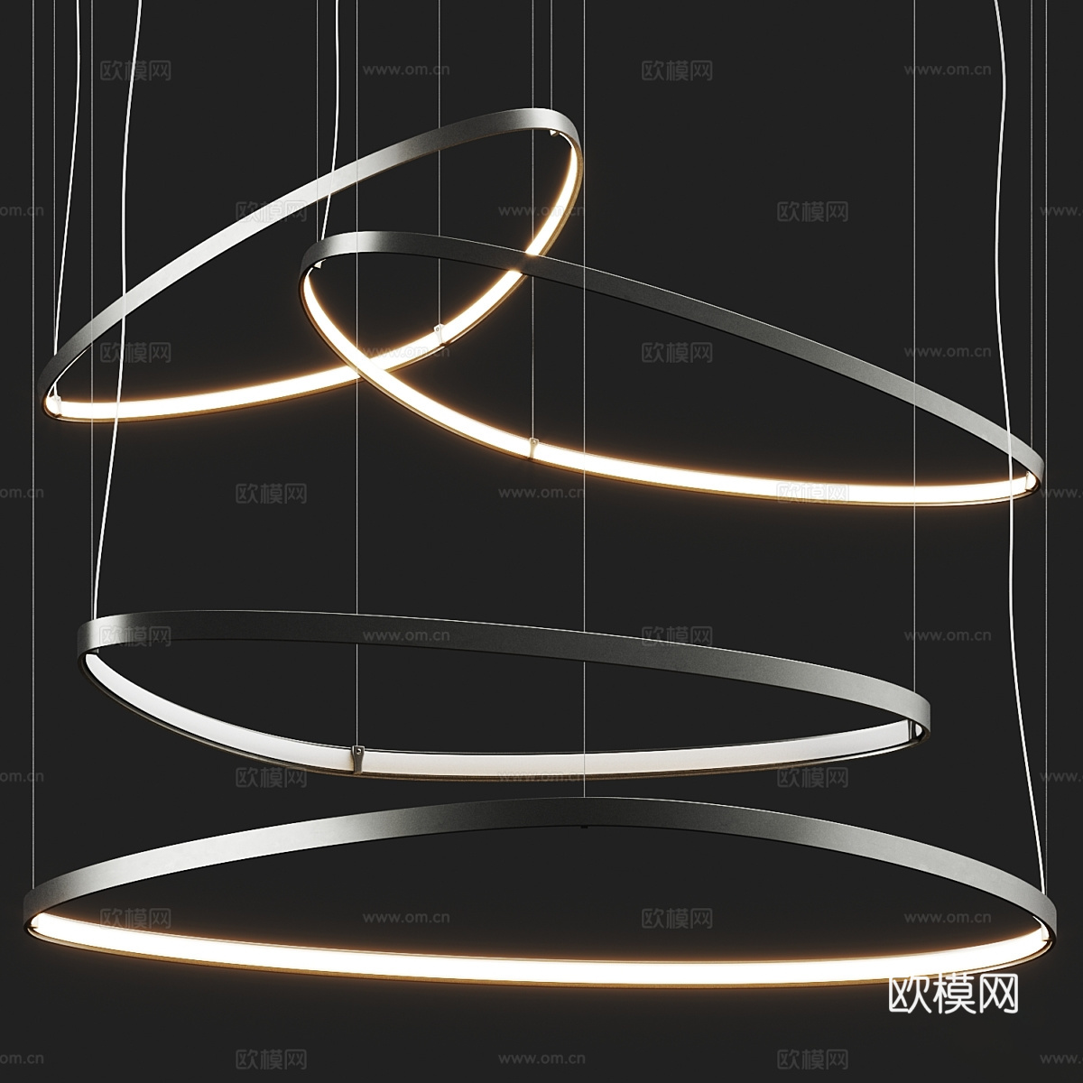 现代意式极简线性装饰吊灯3d模型