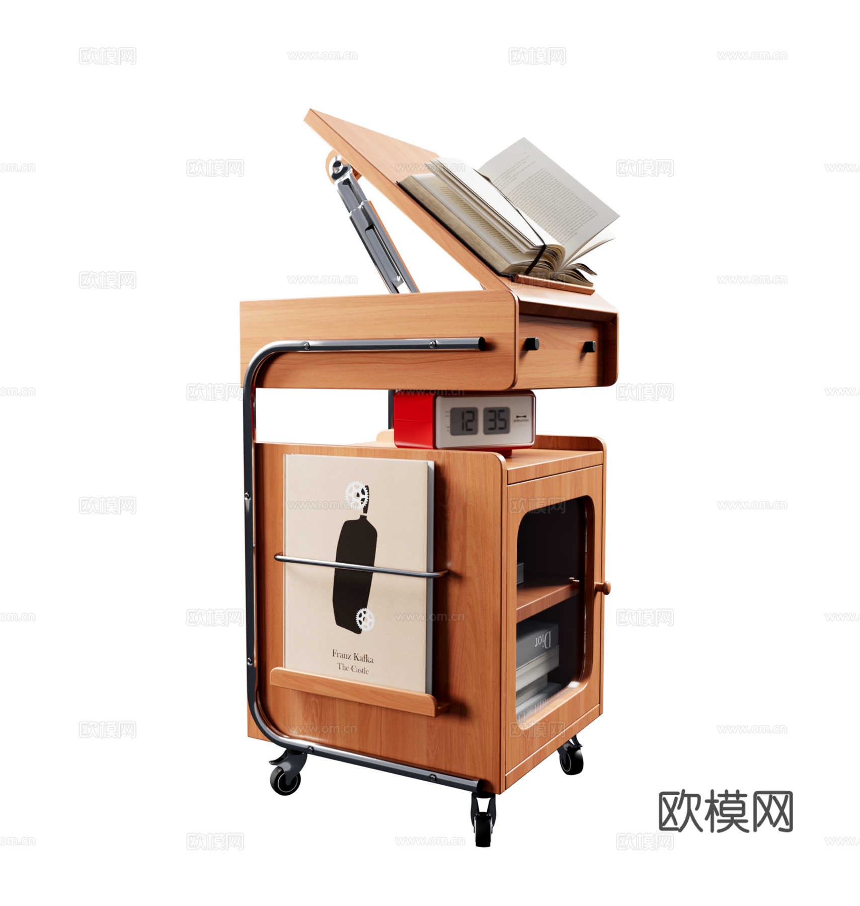 原木阅读边柜3d模型