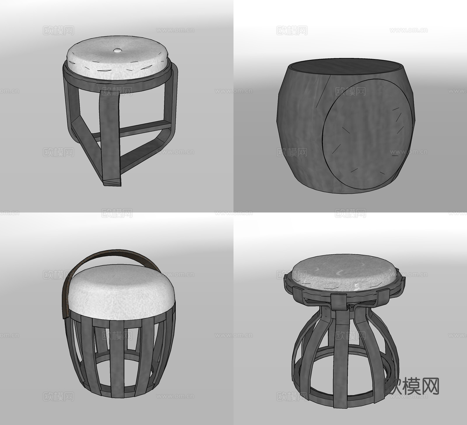 现代凳子su模型下载