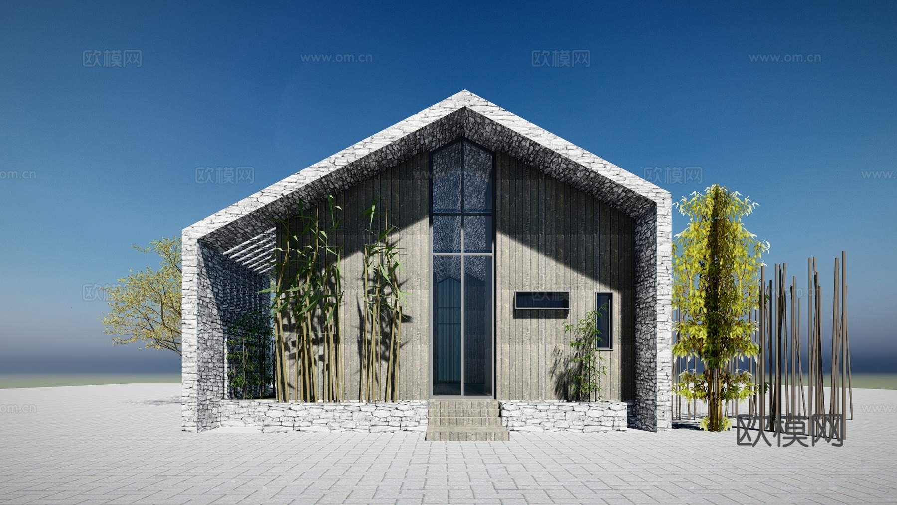 现代展厅建筑外观su模型下载
