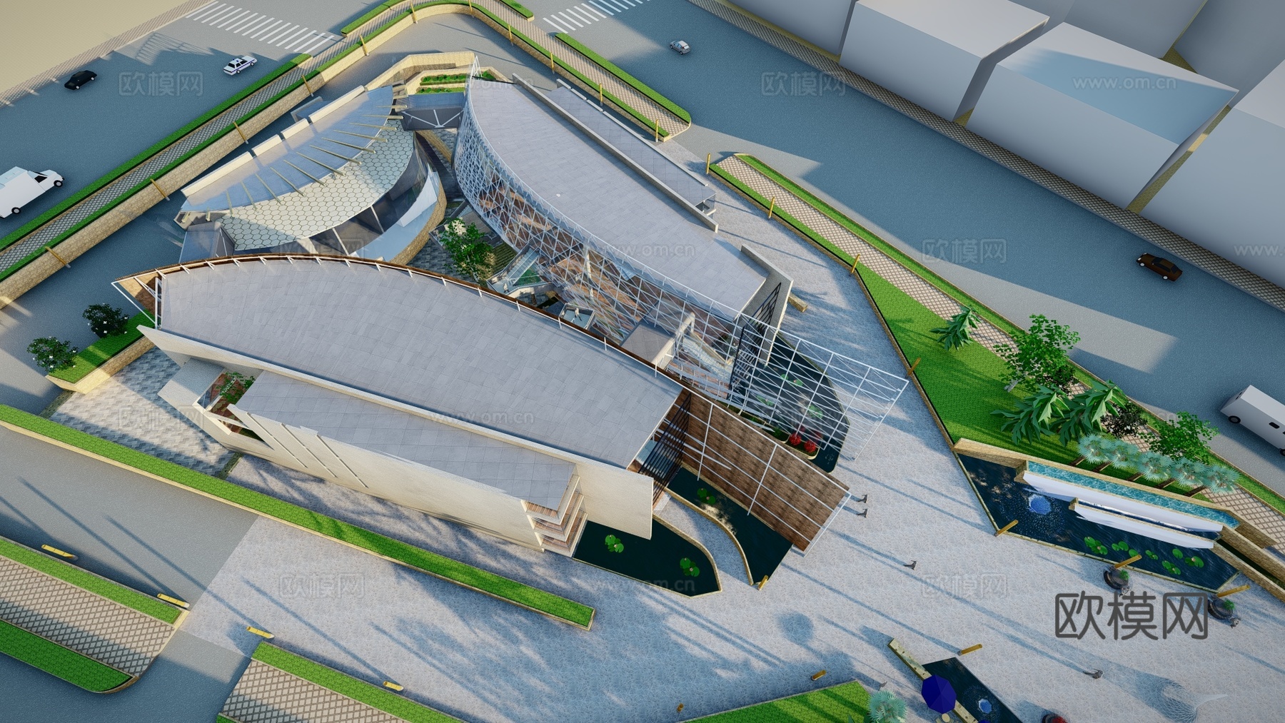 现代博物馆建筑外观su模型下载