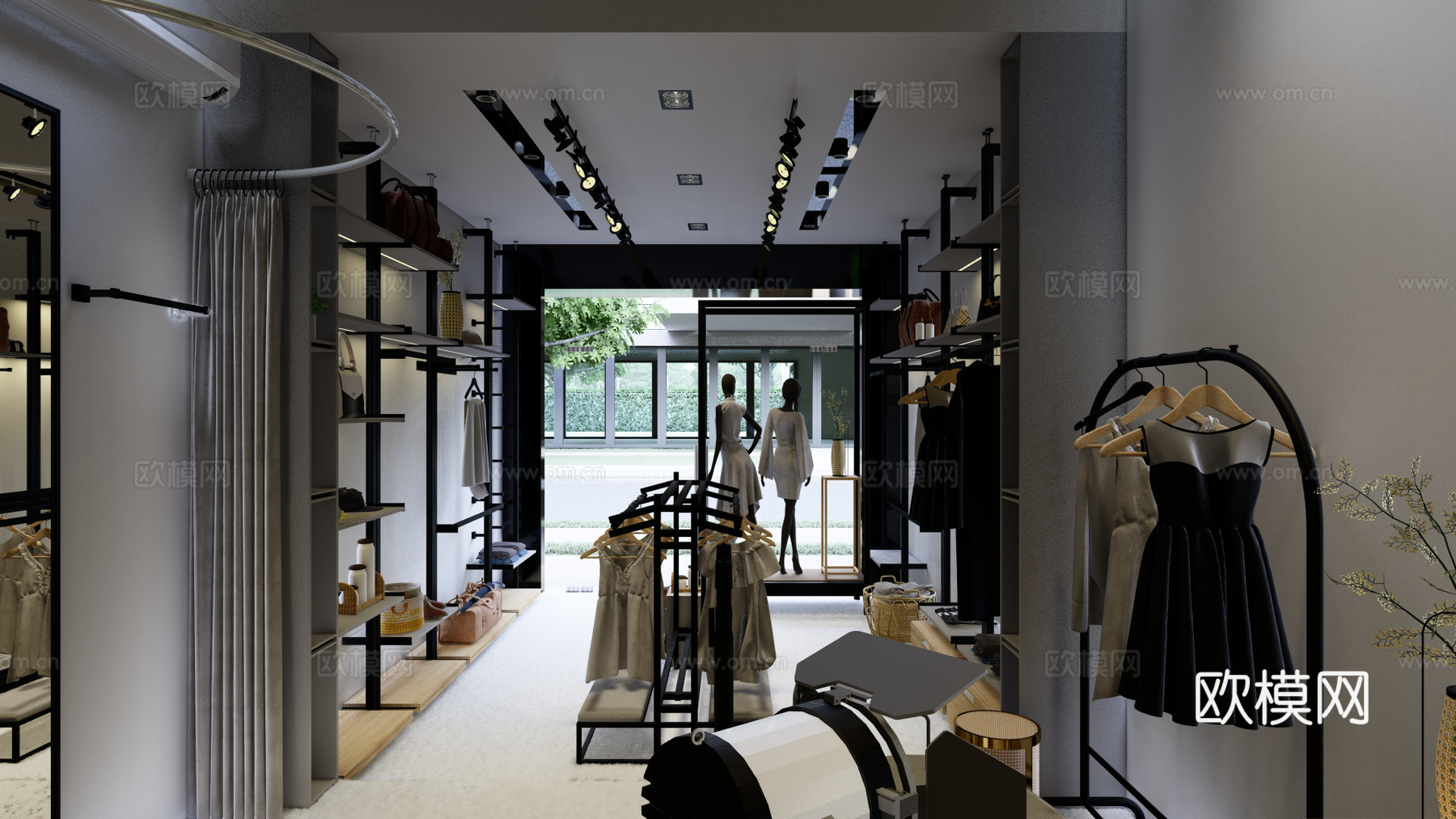 现代服装店su模型下载