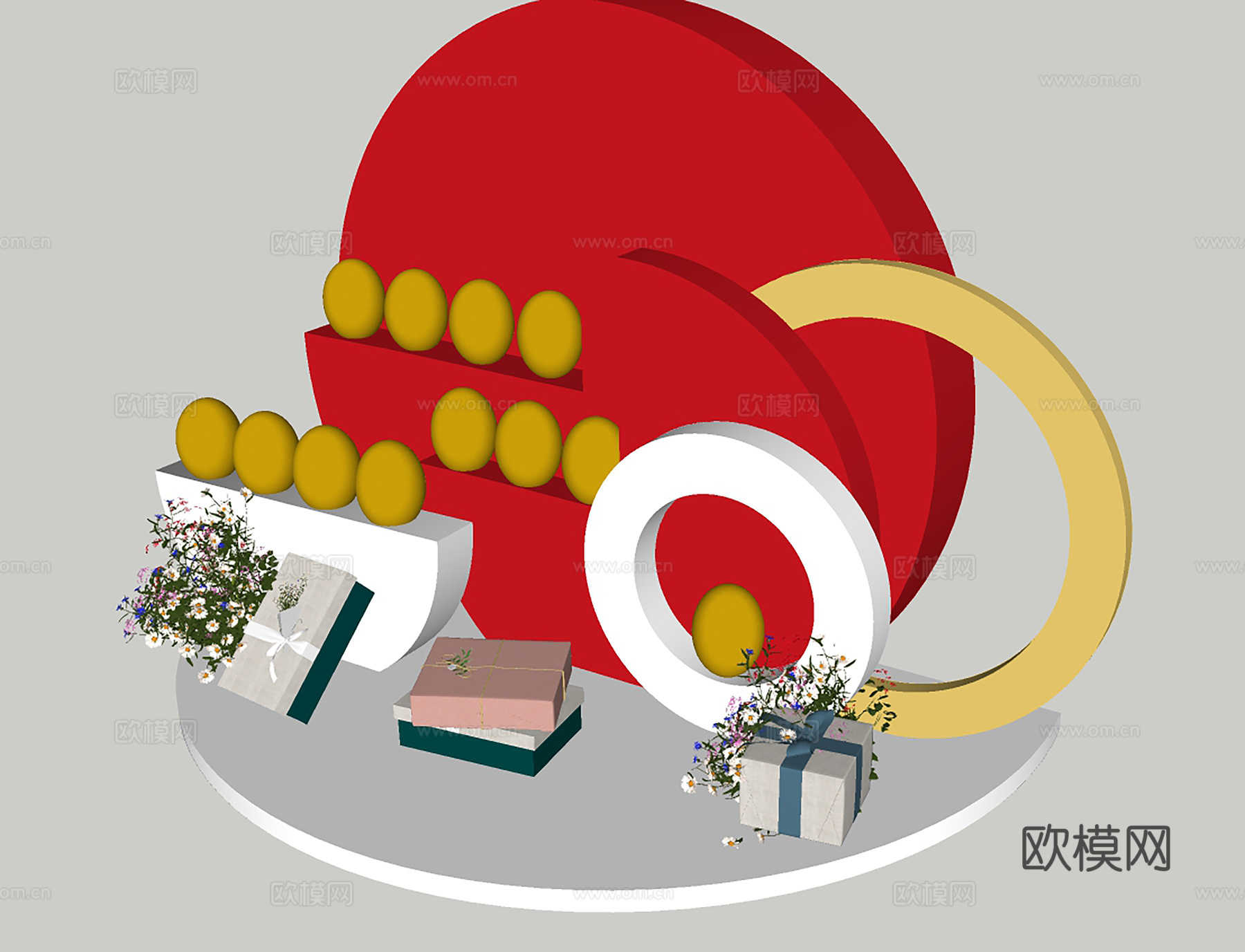 现代礼品美陈摆件su模型下载