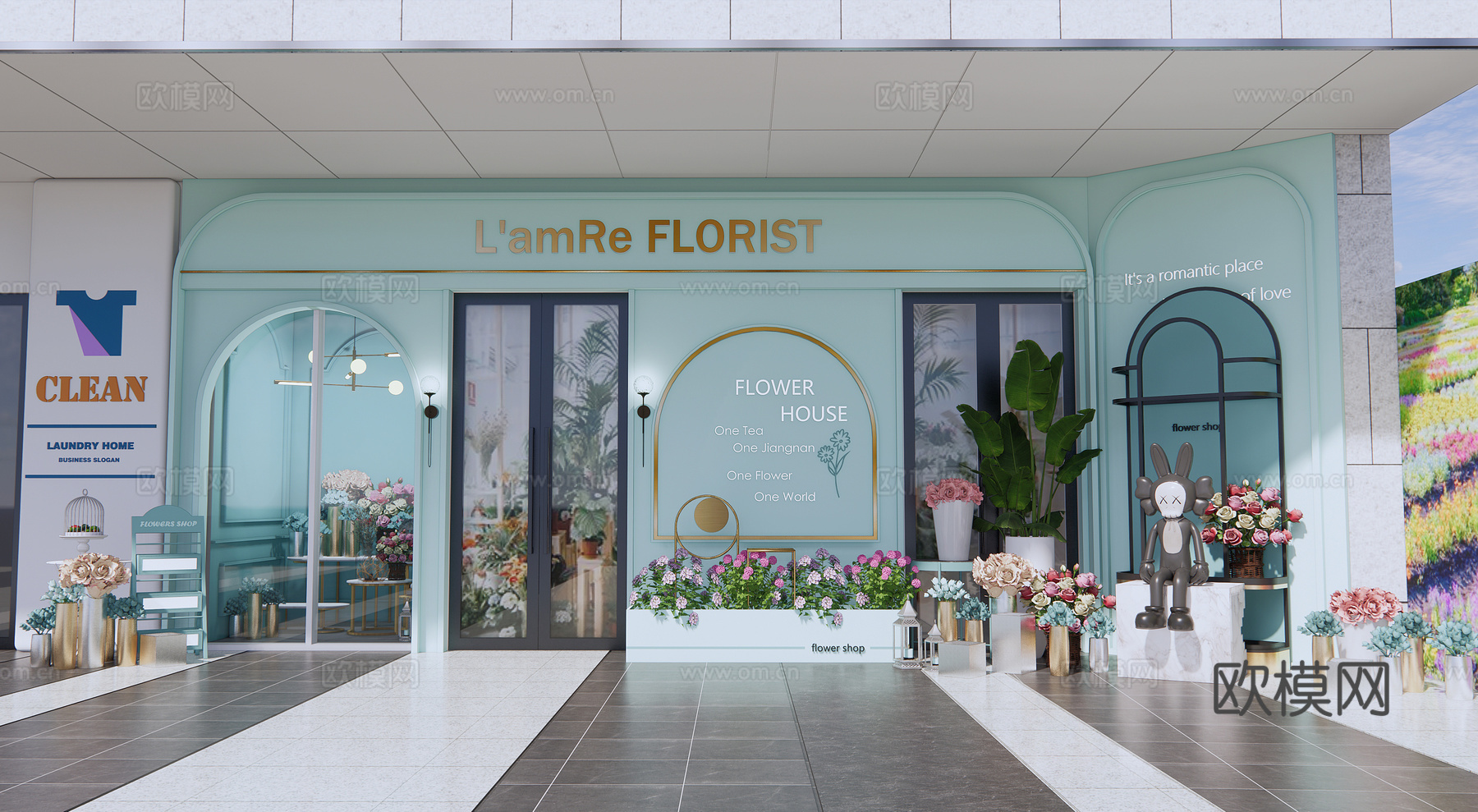 现代花店门面门头su模型下载