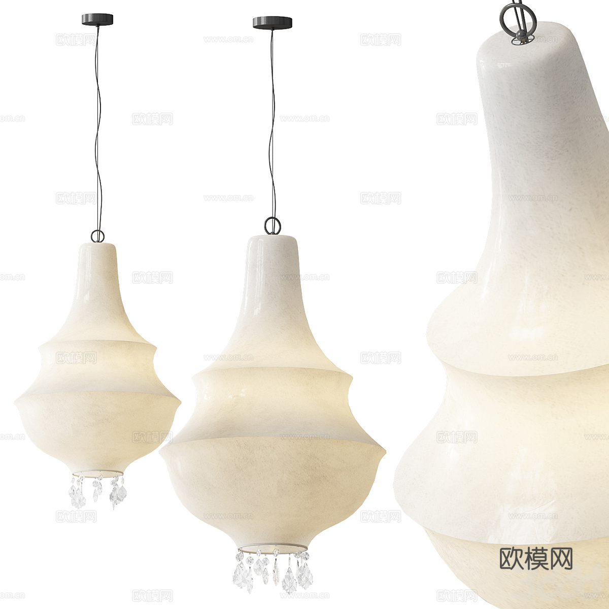 现代轻奢透光石装饰吊灯3d模型