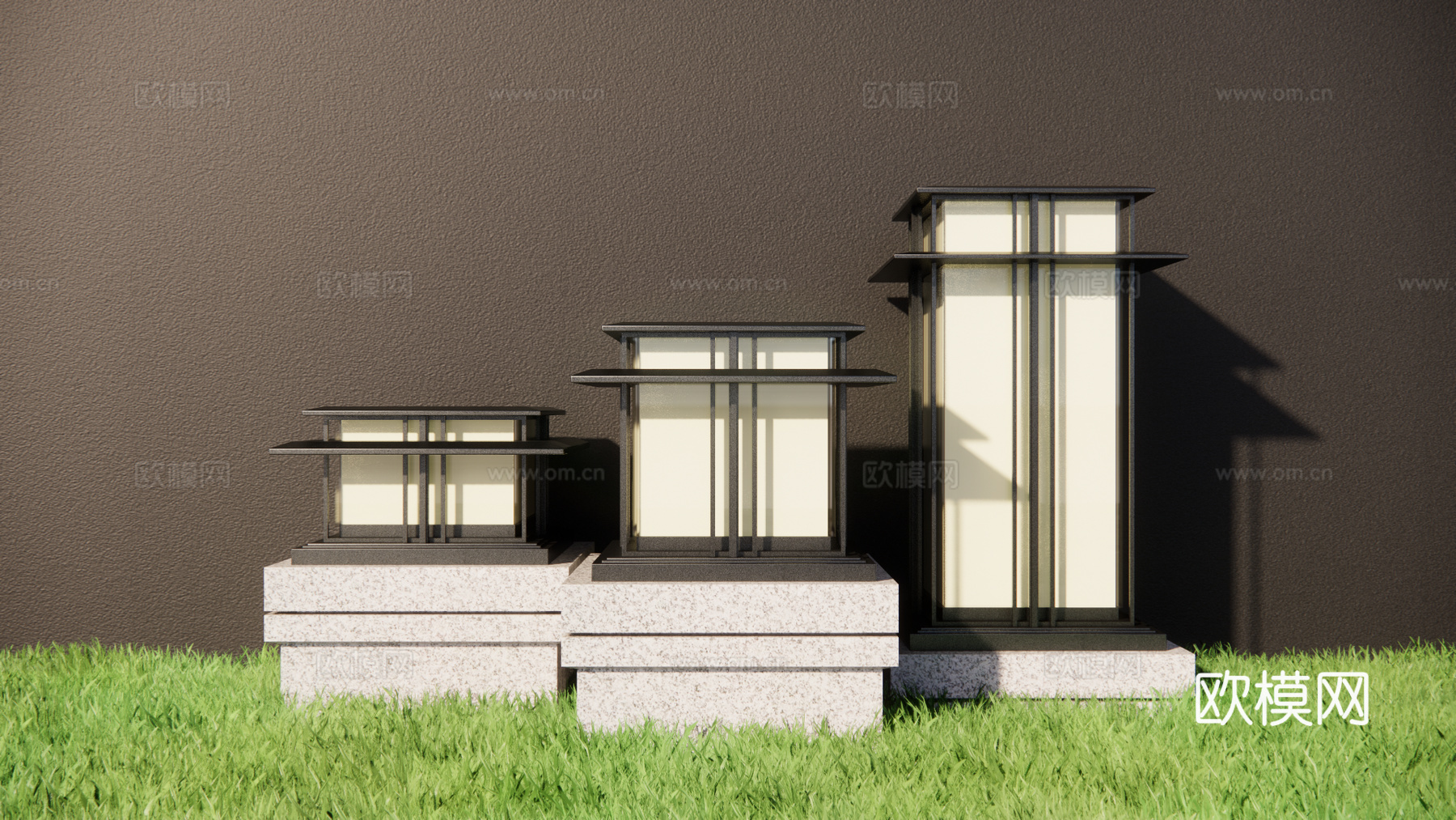 新中式景观灯庭院灯草坪灯su模型下载