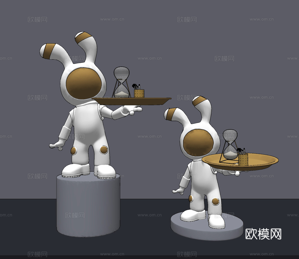 现代兔子雕塑摆件su模型下载