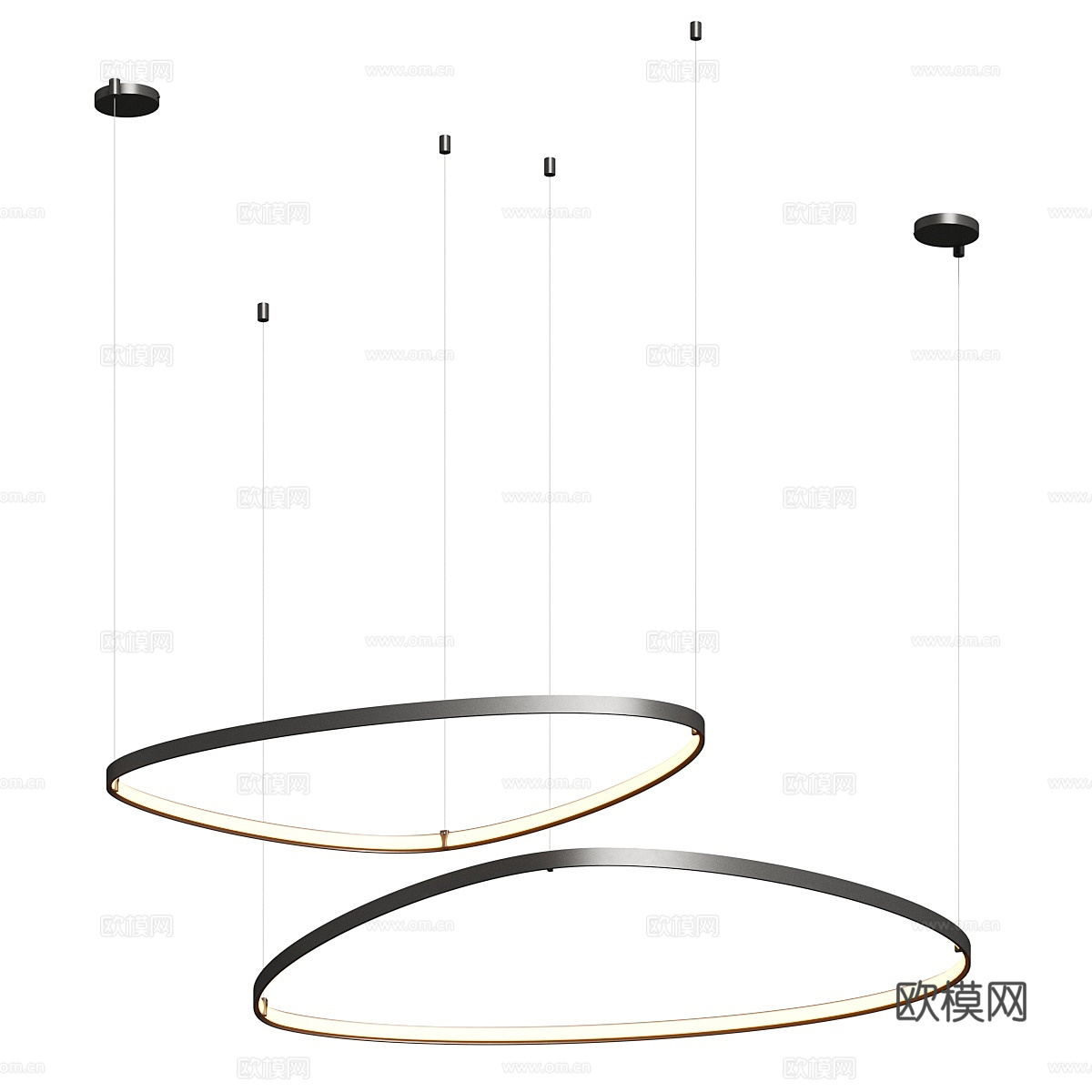 现代意式极简线性装饰吊灯3d模型