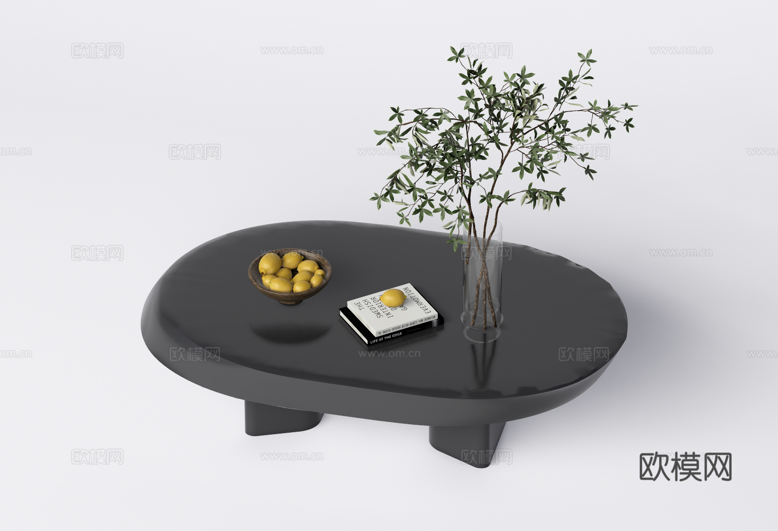 现代侘寂茶几su模型下载