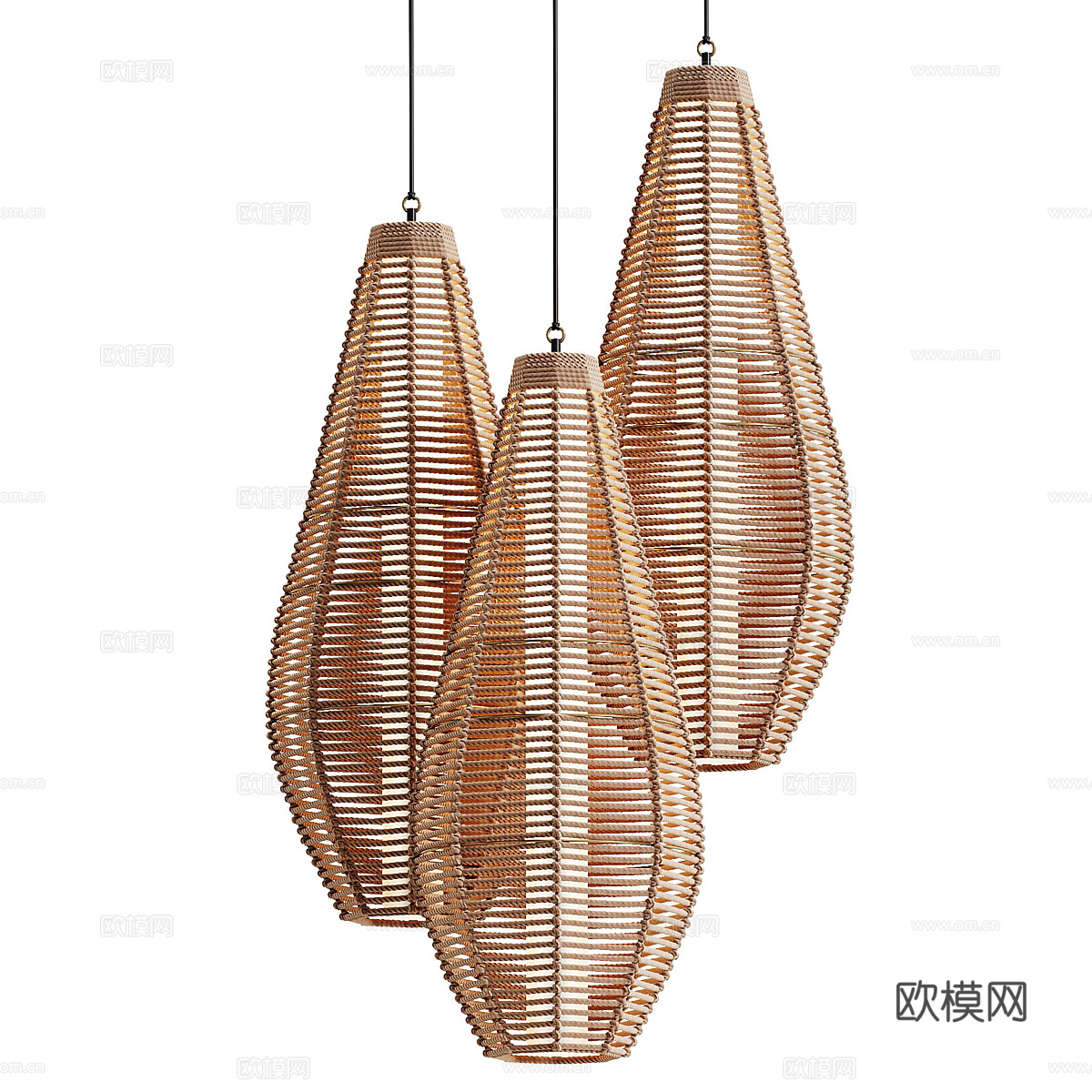 新中式侘寂藤编装饰吊灯3d模型
