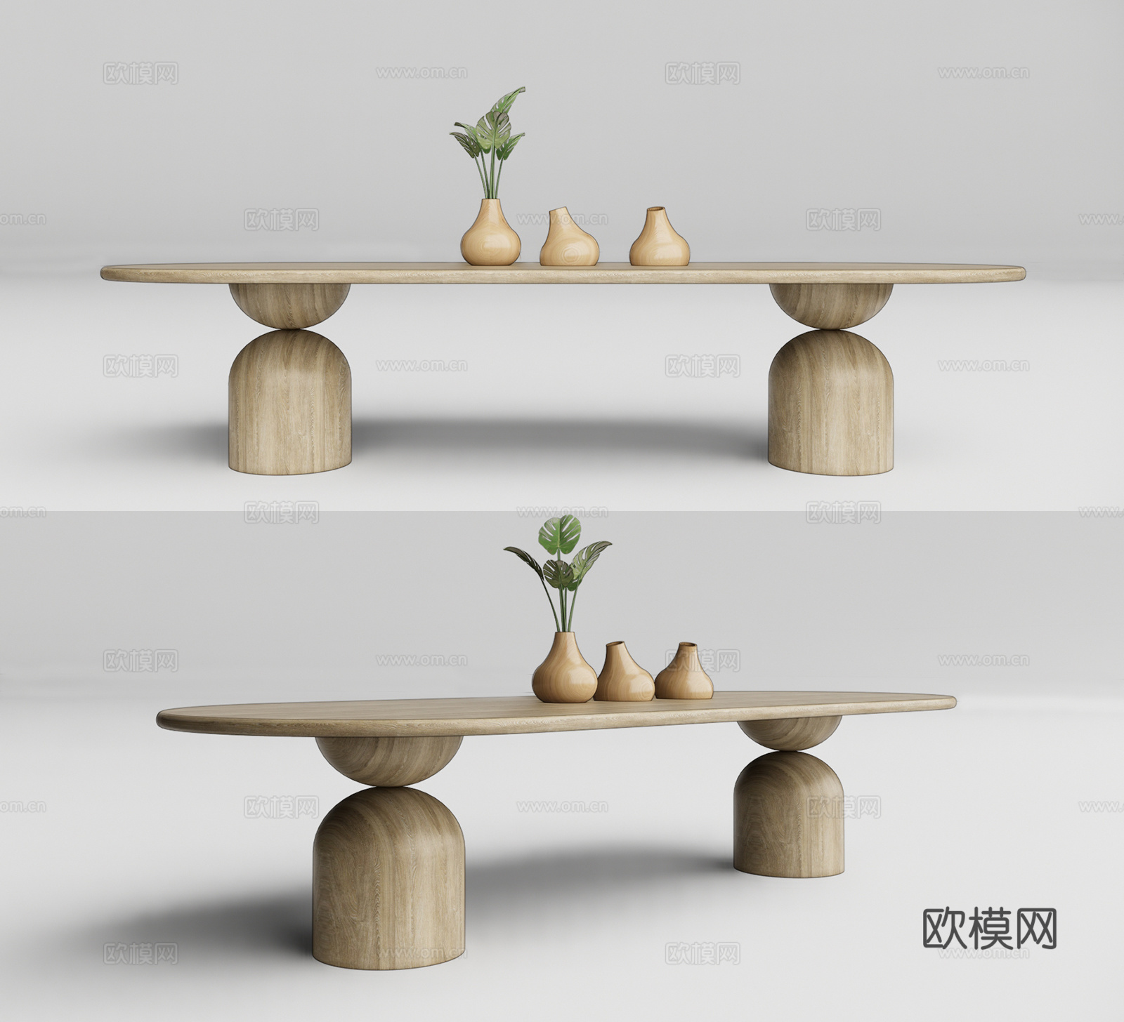 现代实木餐桌椅su模型下载