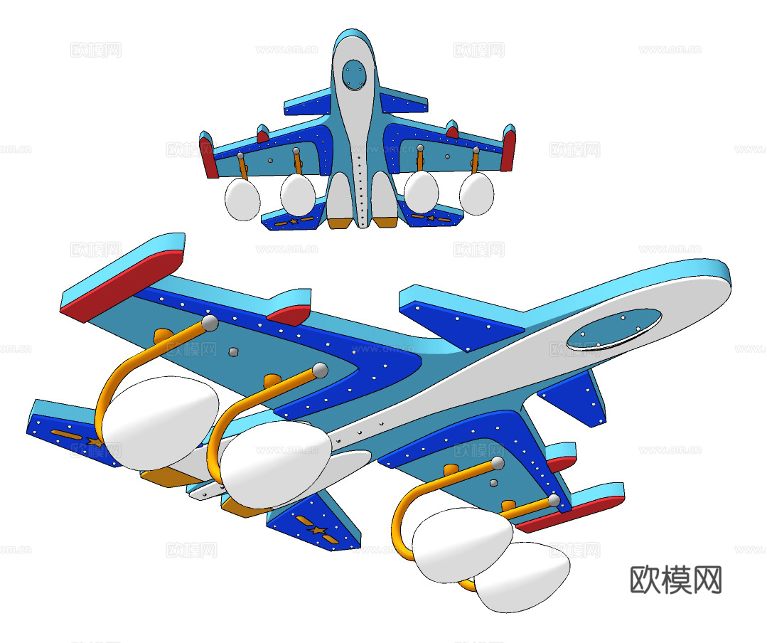 现代儿童飞机吸顶灯su模型下载