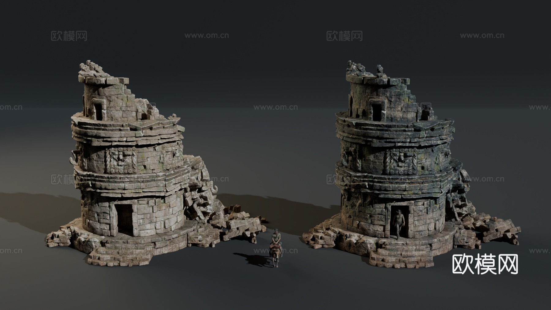 古代遗迹 废墟 神庙城堡遗迹 废墟城墙 失落之城遗迹su模型