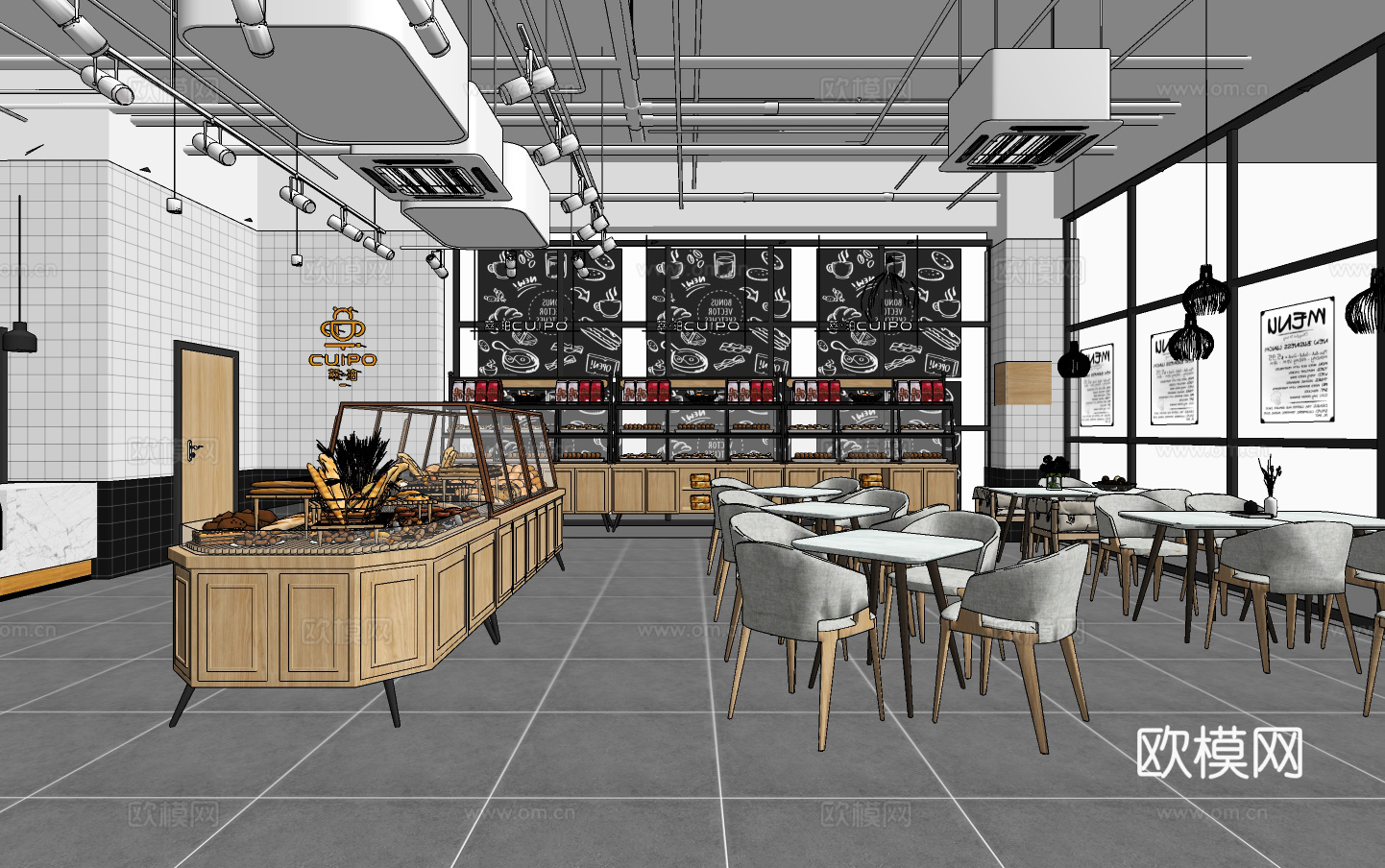 北欧面包奶茶店su模型下载