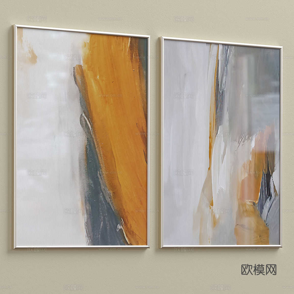 现代意式轻奢装饰挂画3d模型