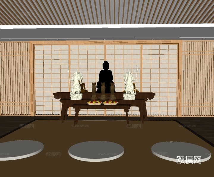 新中式佛堂su模型下载