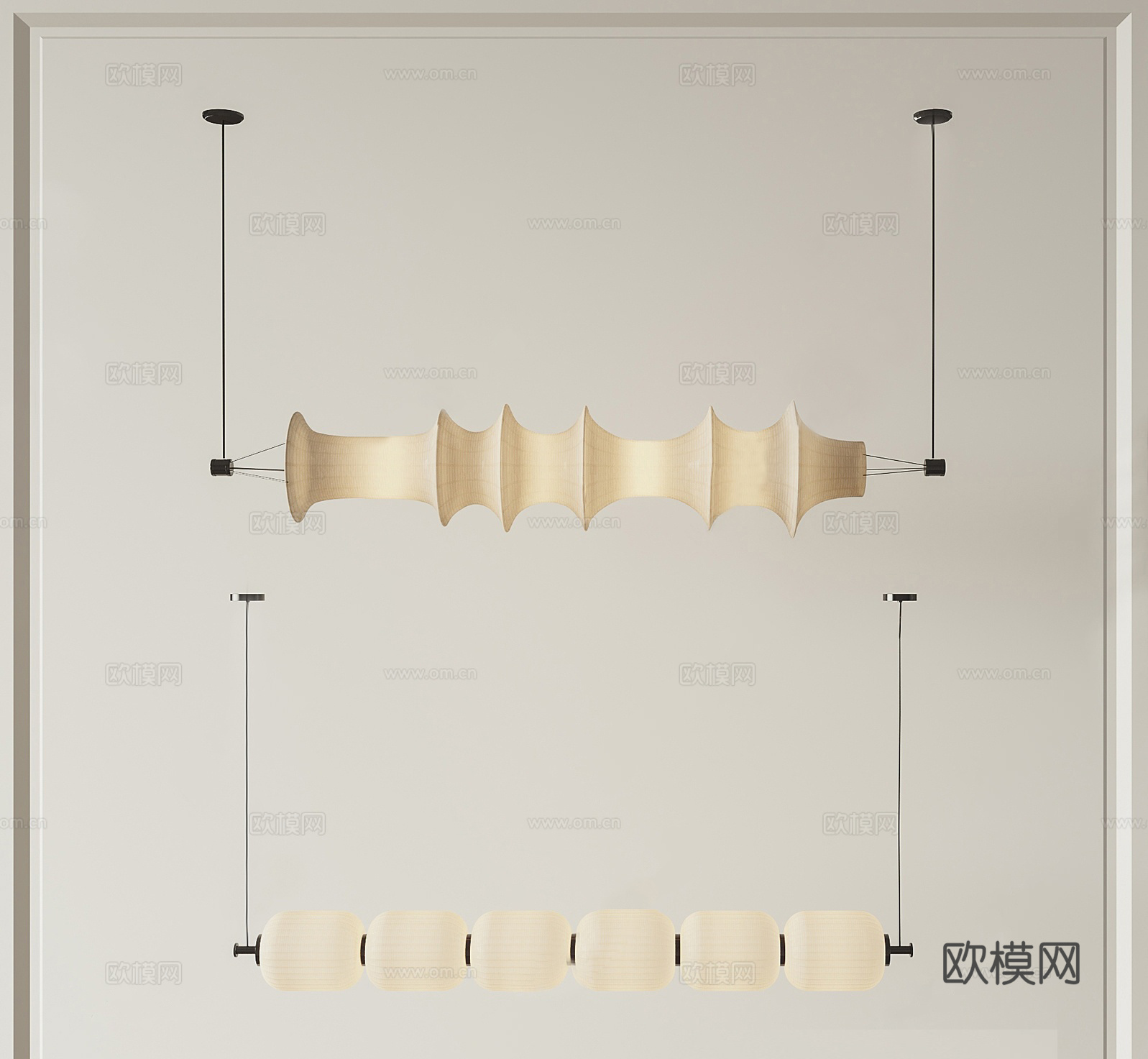现代侘寂风吊灯su模型下载