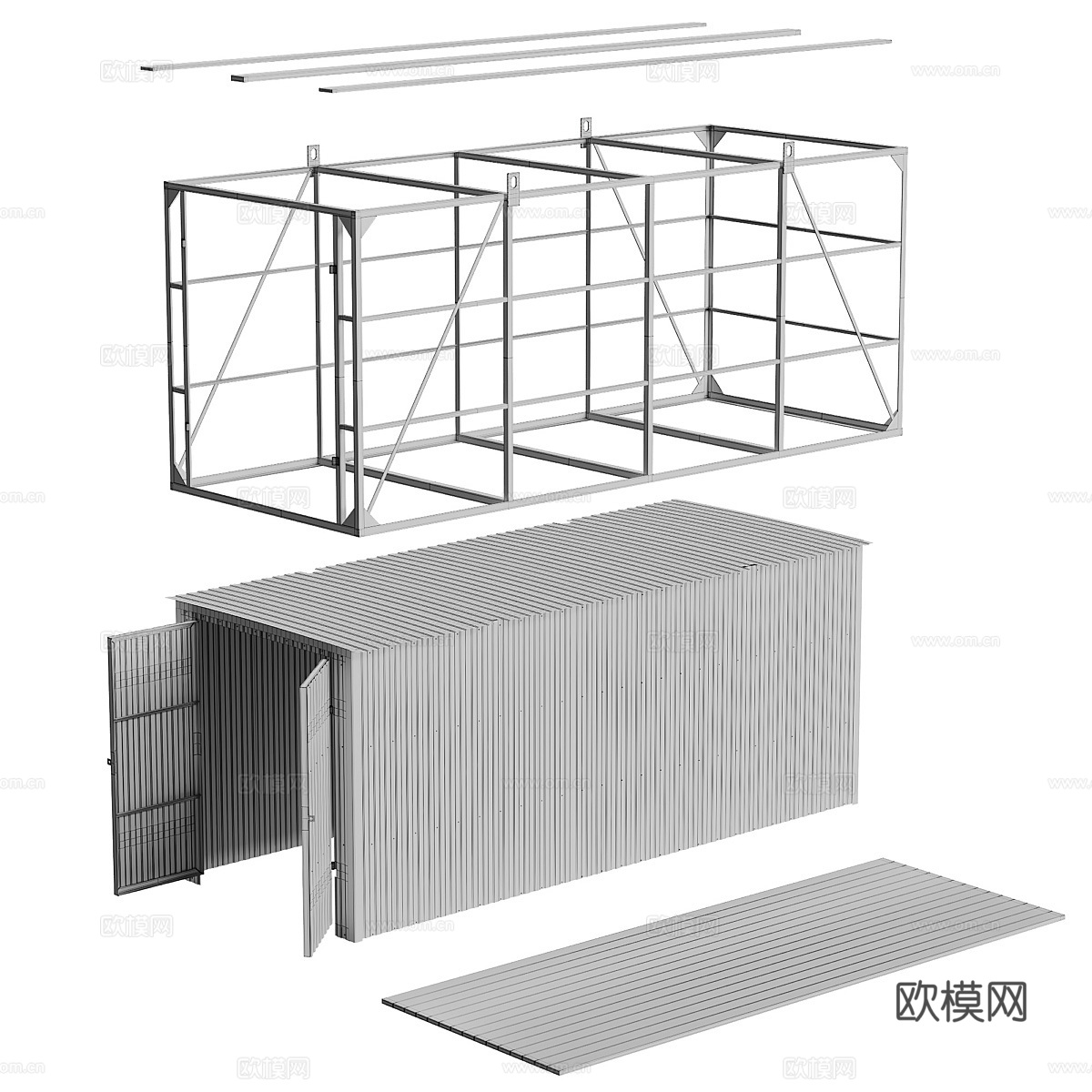 家用拖车 家用集装箱3d模型