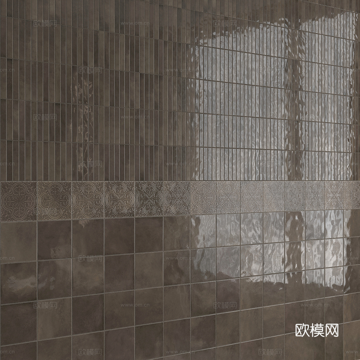 新中式瓷砖 花砖 马赛克瓷砖3d模型