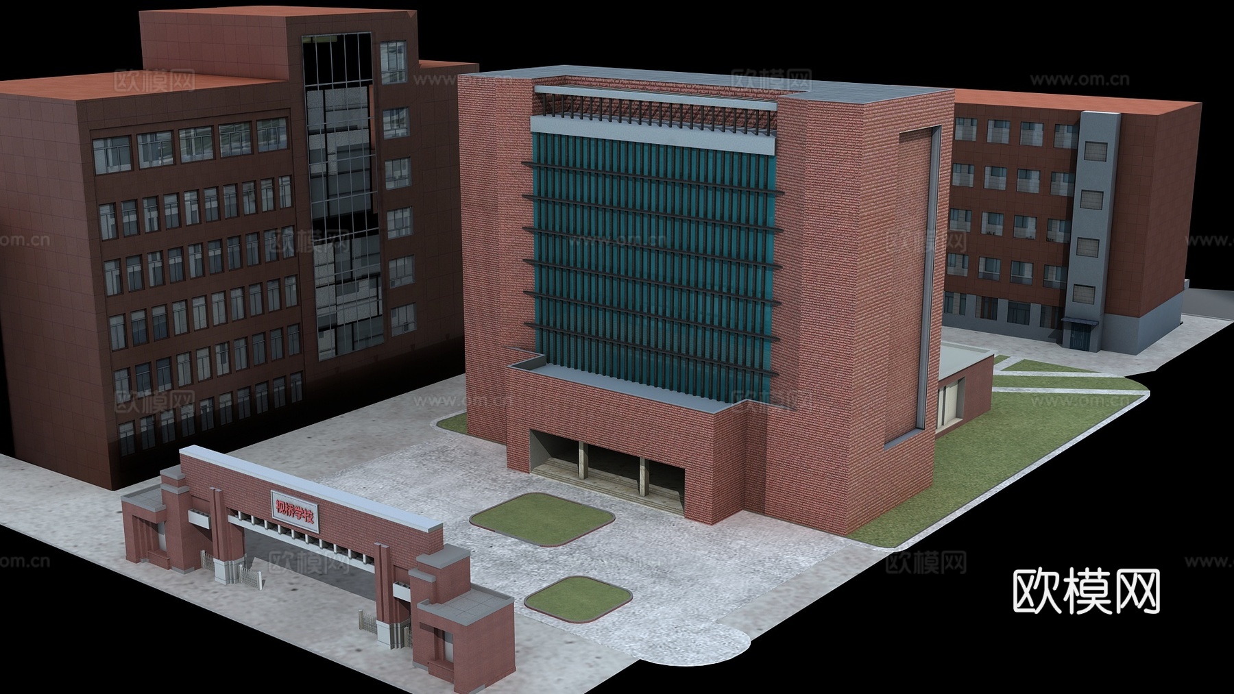 现代教学楼建筑外观su模型下载