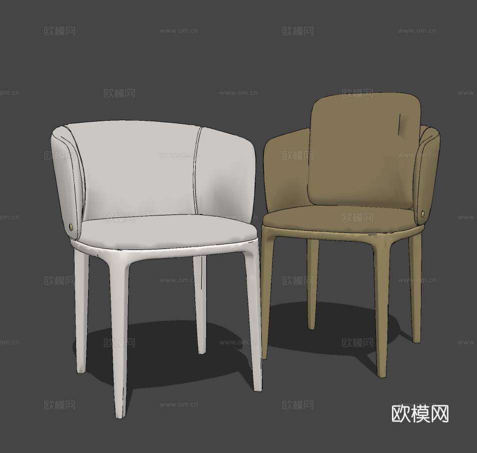现代皮革单椅su模型下载
