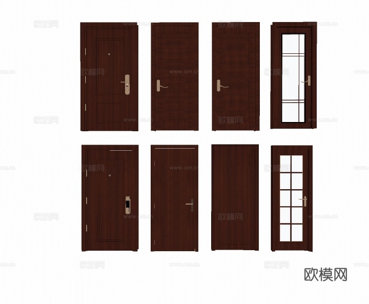 现代入户门防盗门单开门房门su模型下载