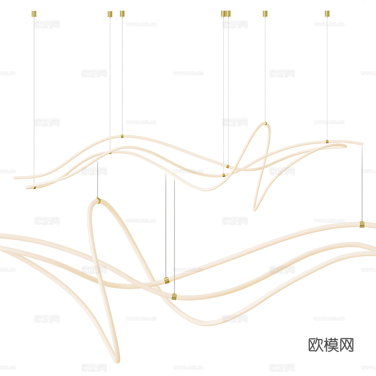 现代极简线性装饰吊灯3d模型