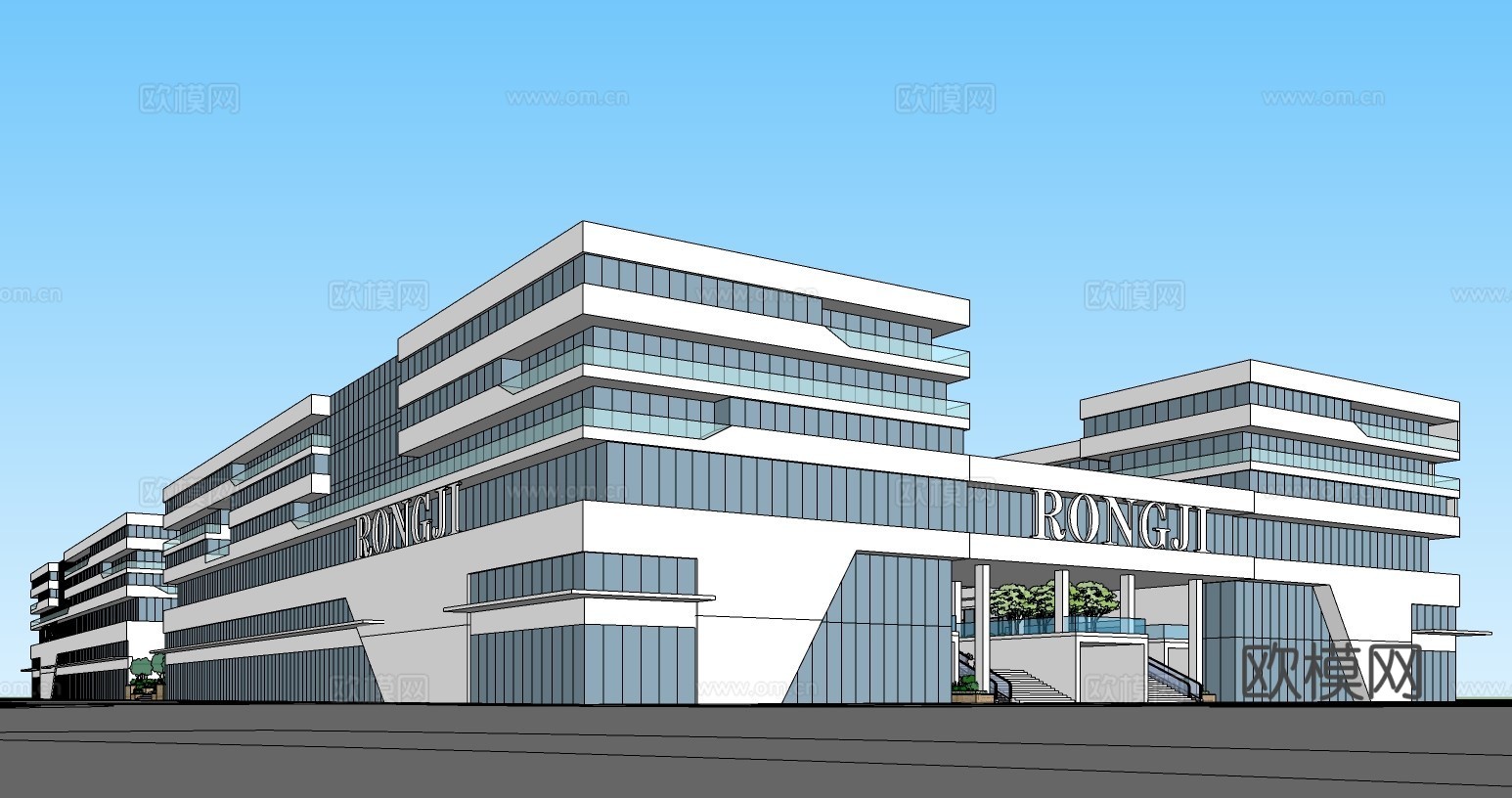 现代软件园建筑外观su模型下载